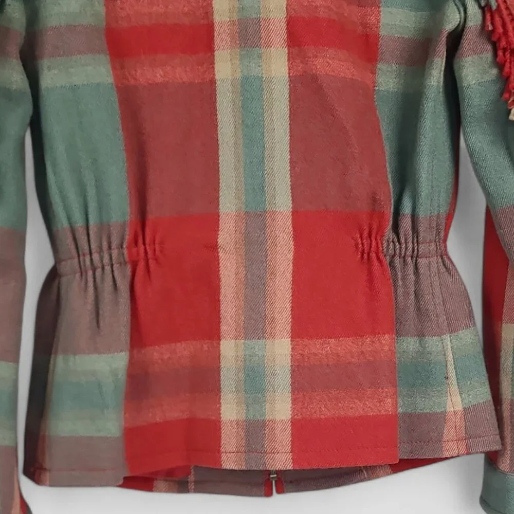 Ralph Lauren Wool Western Plaid Fringe Jacket 2 - Picture 8 of 10